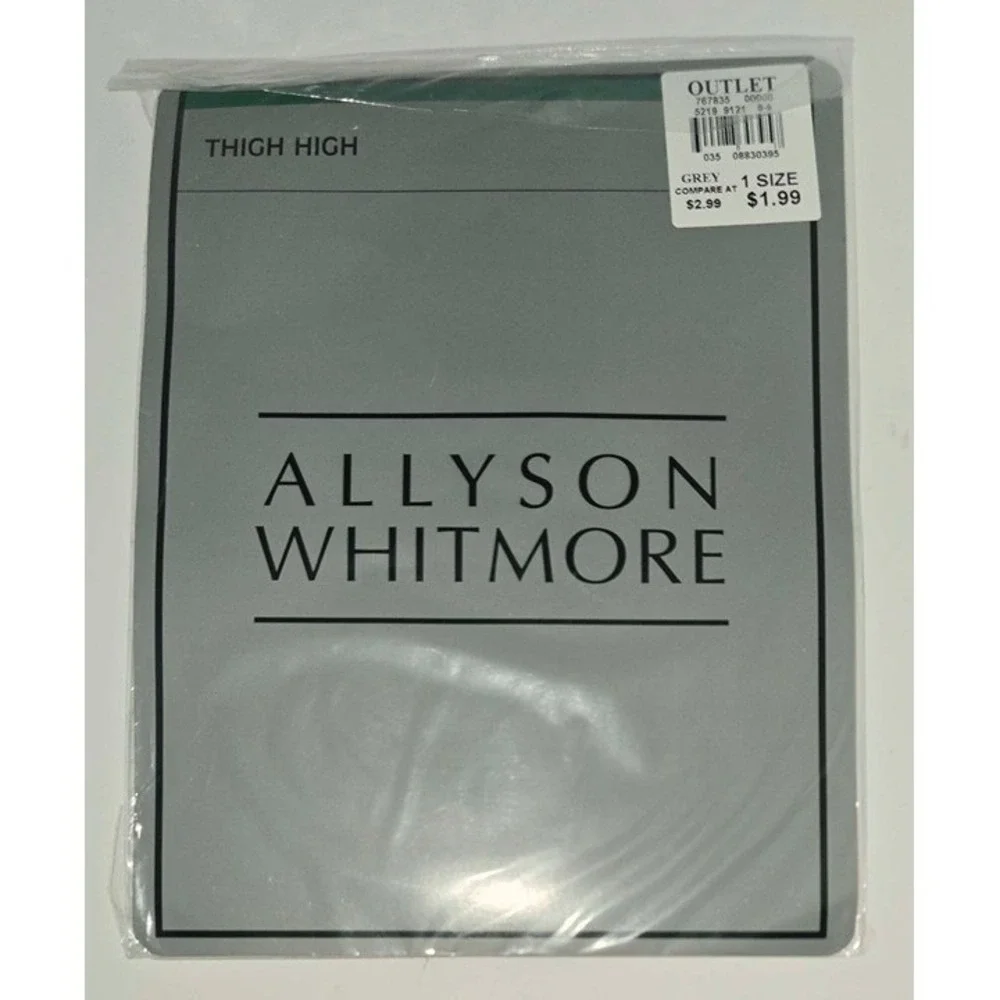 Allyson Whitmore Grey Thigh High Stockings 100% Nylon One Size NWT